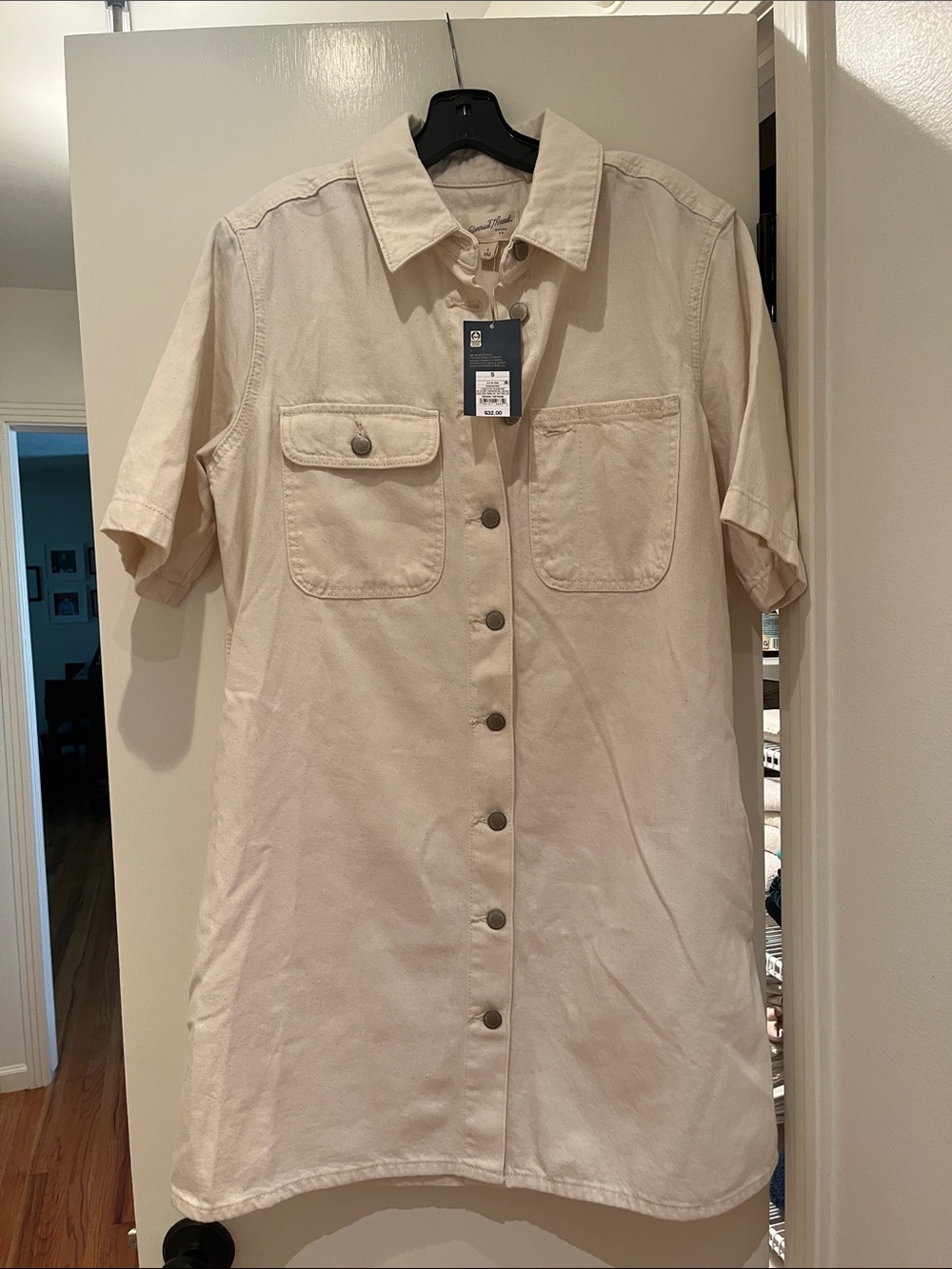 Target Women’s Short Sleeve Button-Front Shirt Dress in Cream